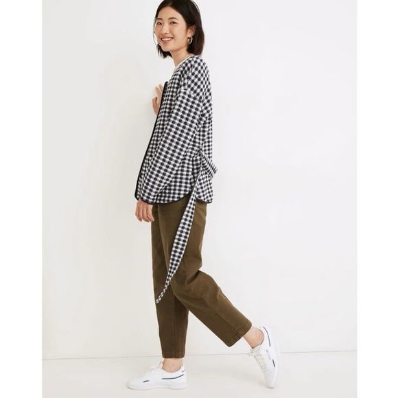 NWT Madewell (Re)sourced Gingham Quilted Tie Jacket in Classic Indigo - Picture 2 of 9